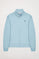 Lichtblauwe sweater met rits en opstaande kraag met Rigby Go-logo
