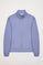 Lavendelblauwe sweater met rits en opstaande kraag met Rigby Go-logo