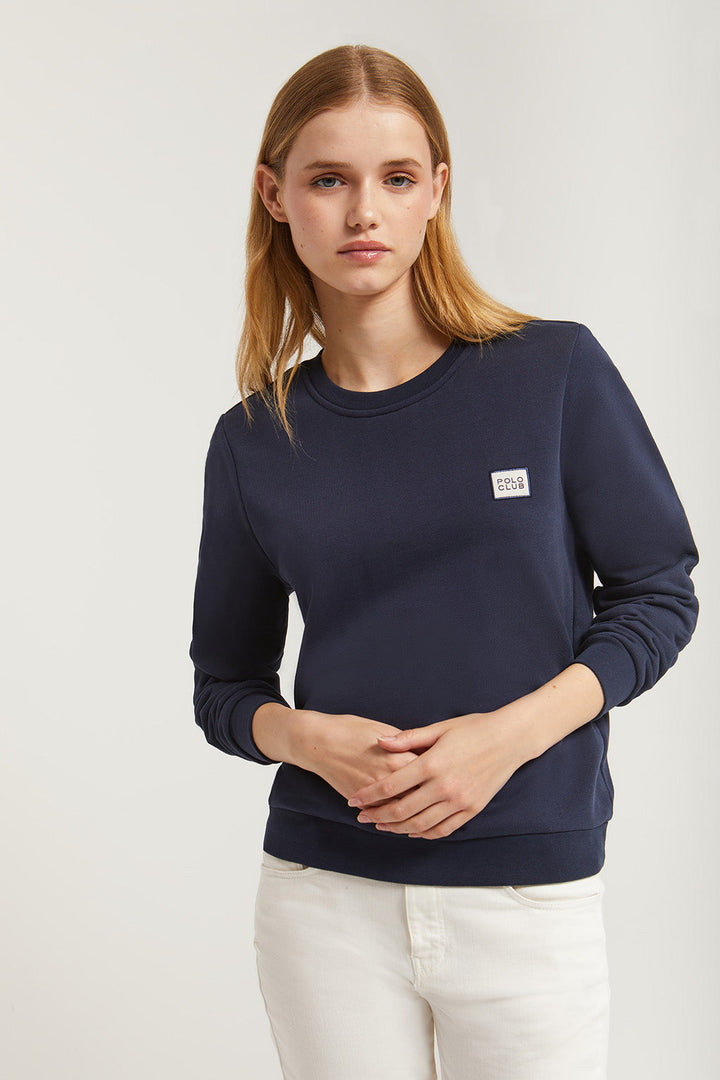 Sweatshirt marineblau mit Rundkragen und kleinem Polo Club Aufnäher