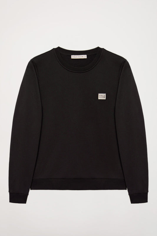 Sweatshirt schwarz mit Rundkragen und kleinem Polo Club Aufnäher
