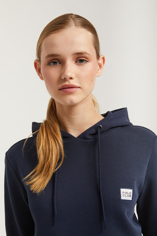 Marineblauwe hoodie met Polo Club-detail