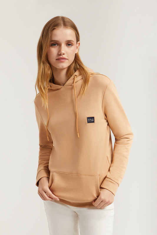 Sweat-shirt marron à capuche et détail Polo Club