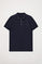 Navy-blue pique polo shirt with three-button placket and Polo Club detail