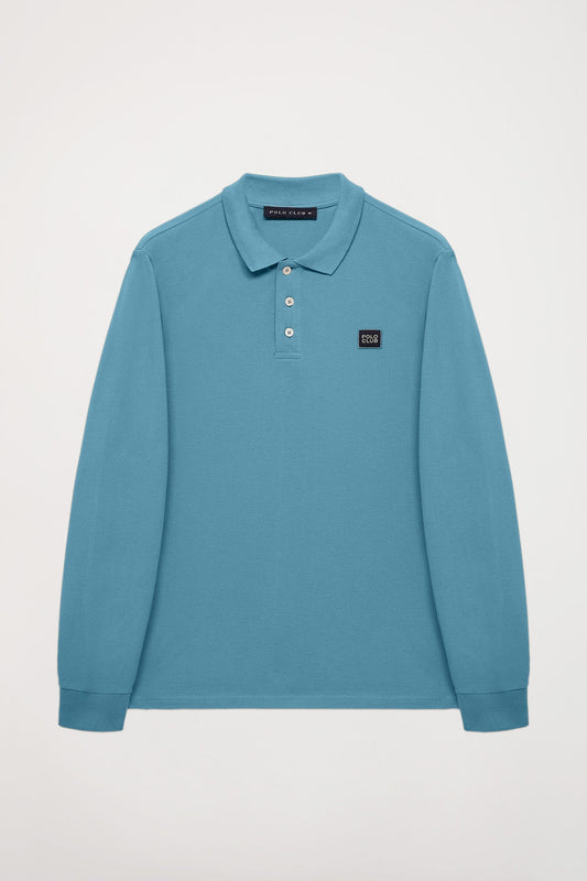 Blue long-sleeve polo shirt with Polo Club detail