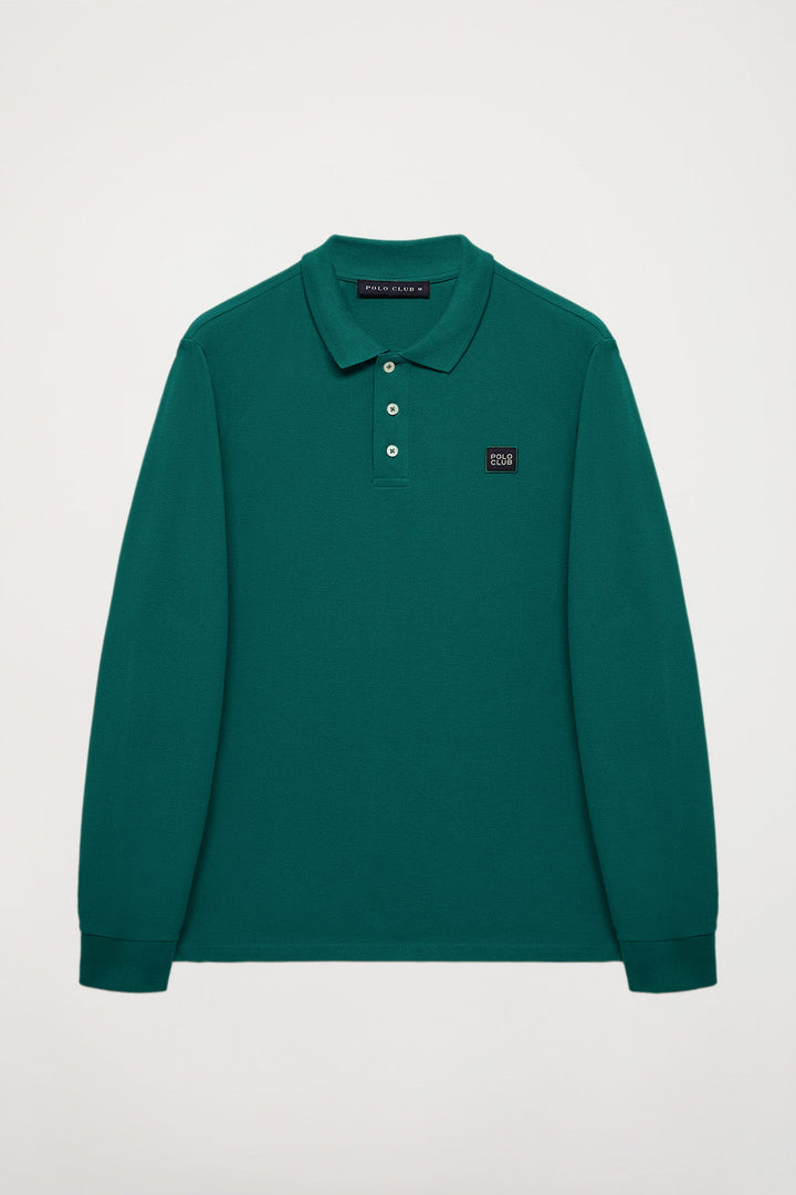 Koszulka polo w kolorze zielonkawo-niebieskim z długim rękawem z detalem Polo Club