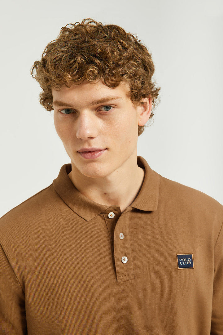 Koszulka polo w kolorze brązowym z długim rękawem z detalem Polo Club
