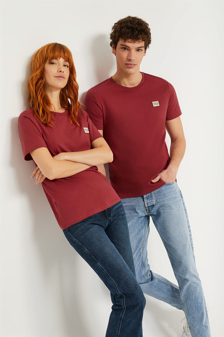 Organiczna koszulka Neutrals w kolorze ciemnoczerwonym z logo