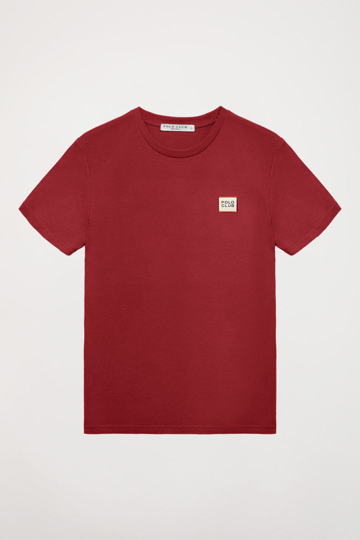 Donkerrode T-shirt van organisch katoen met logo, Neutrals-collectie