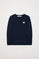 Marineblauwe sweater van organisch katoen met ronde hals en logo, Neutrals Kids-collectie