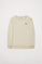Beige sweater van organisch katoen met ronde hals en logo, Neutrals Kids-collectie