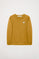 Okergele sweater van organisch katoen met ronde hals en logo, Neutrals Kids-collectie
