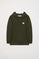 Kaki hoodie van organisch katoen met zakken en logo, Neutrals Kids-collectie