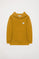 Okergele hoodie van organisch katoen met zakken en logo, Neutrals Kids-collectie