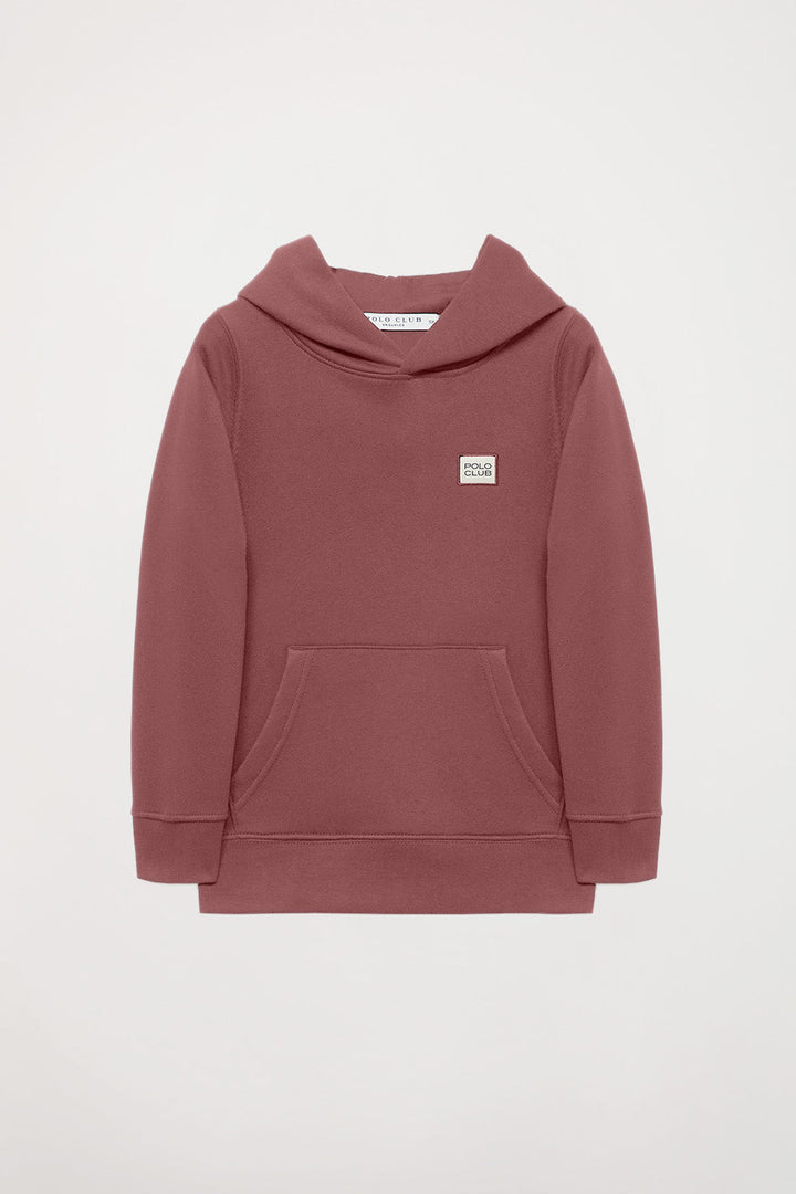 Mauve Neutrals organic kids hoodie with pockets and logo