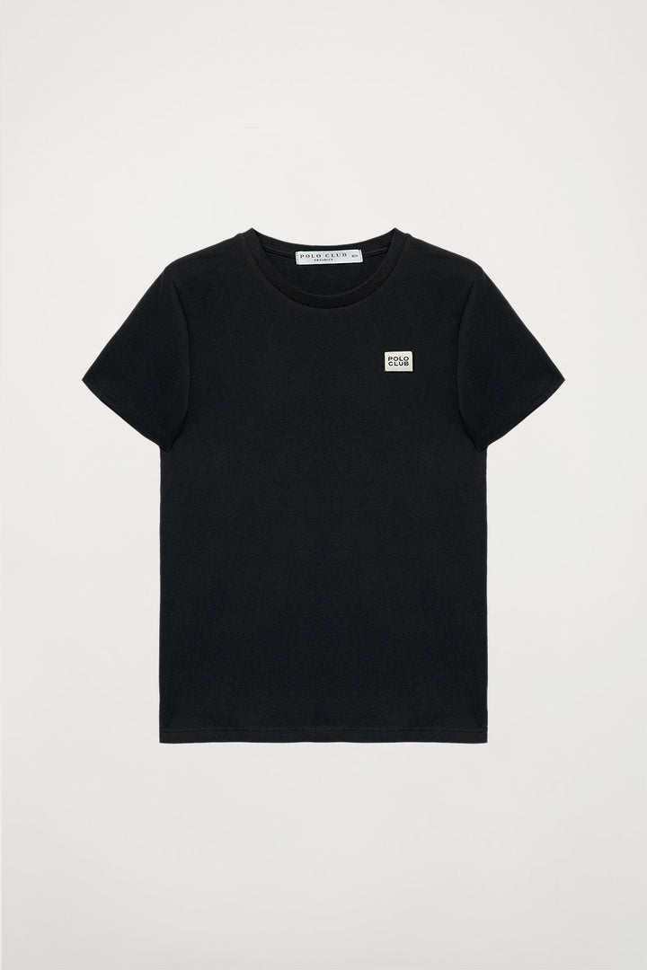 Organiczna koszulka Neutrals kids w kolorze czarnym z krótkim rękawem i logo
