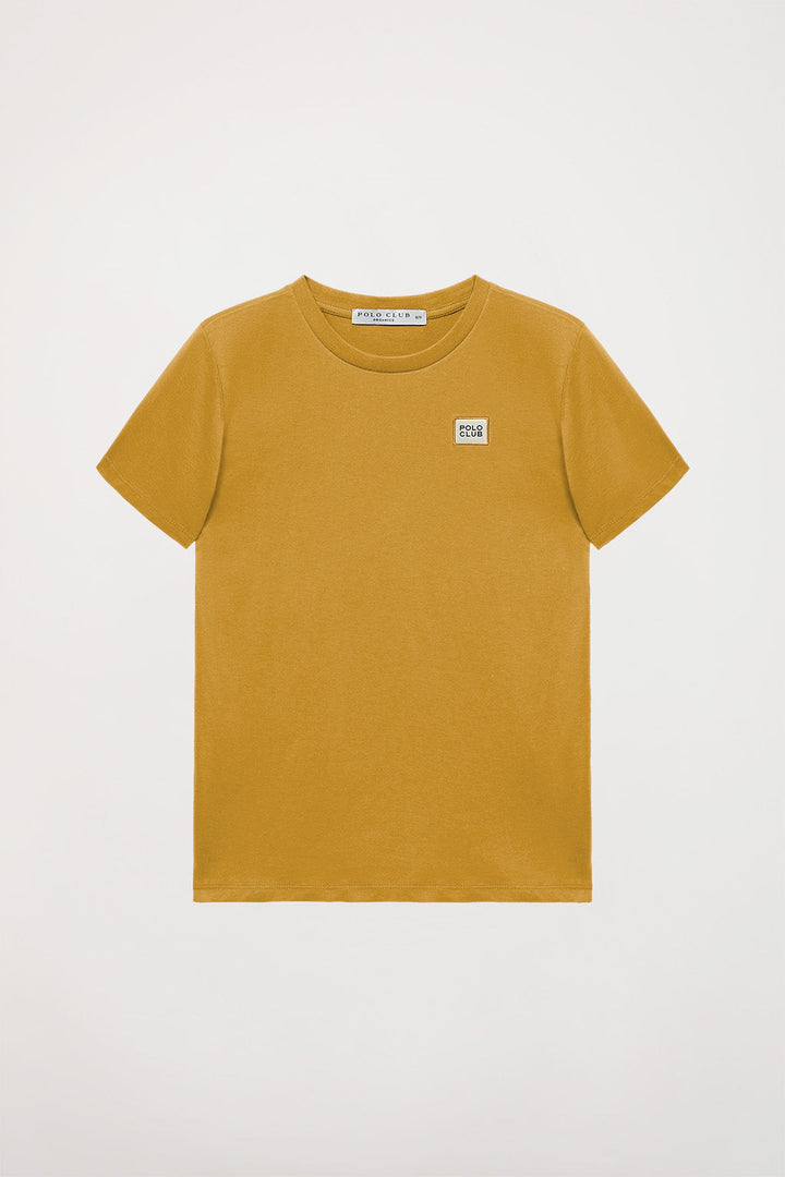 Ochre Neutrals short-sleeve organic kids T-shirt with logo