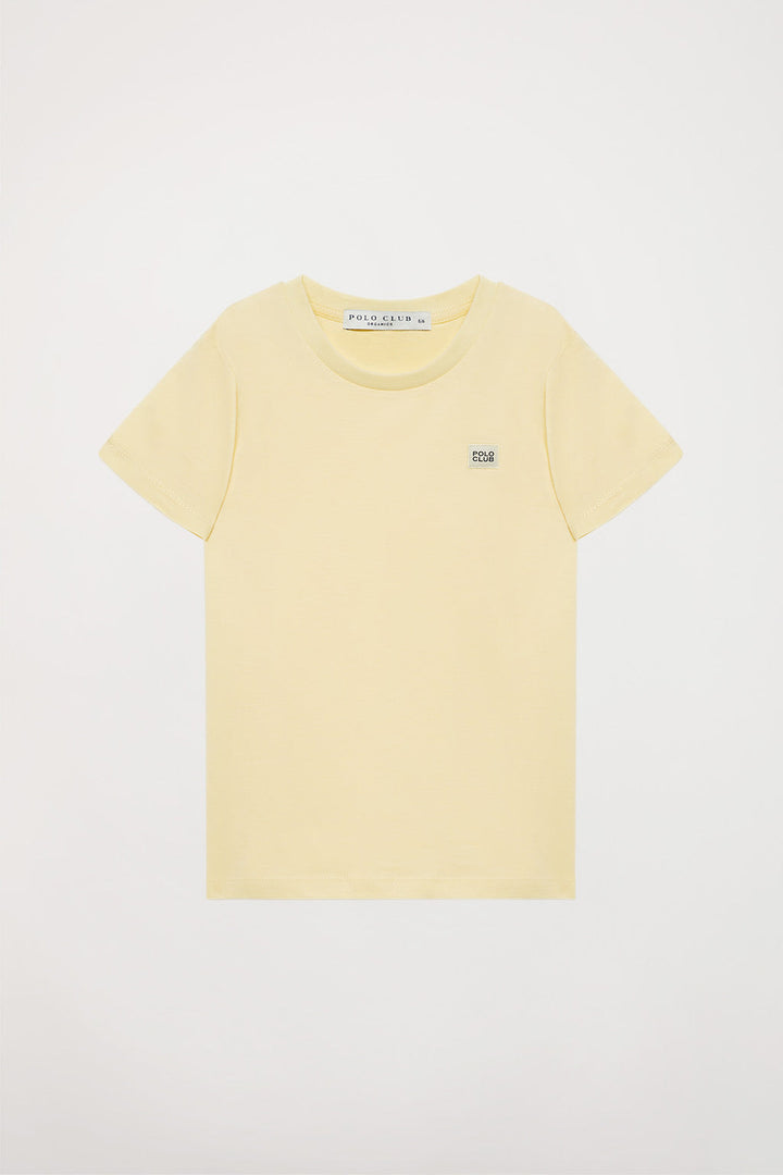 Yellow Neutrals short-sleeve organic kids T-shirt with logo