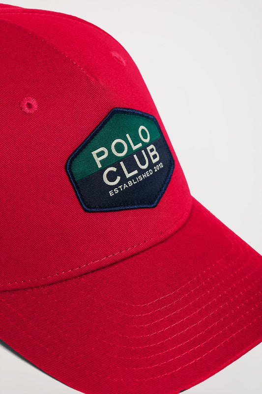 Red baseball cap with logo