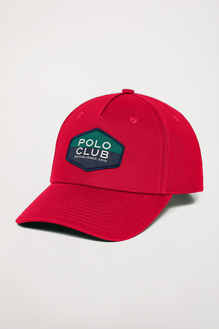 Red baseball cap with logo