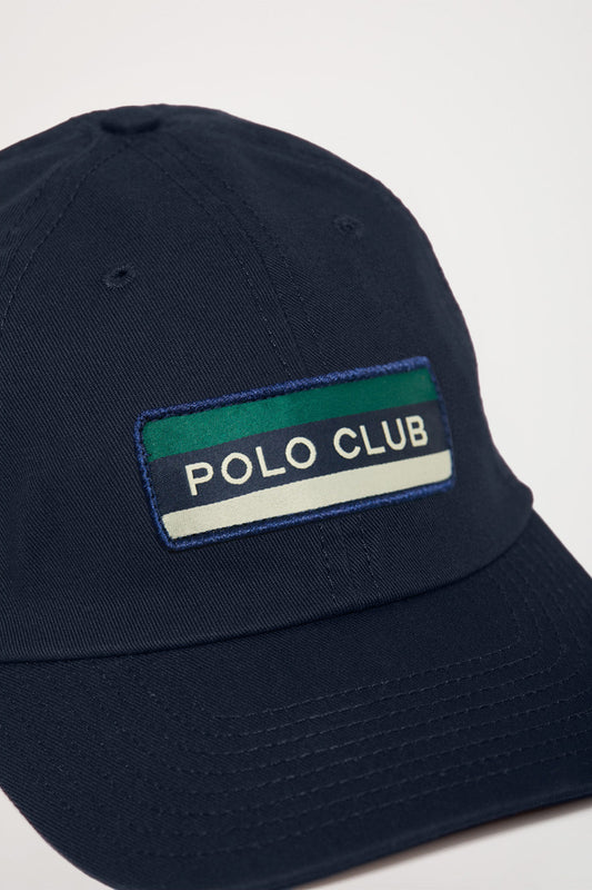 Navy-blue baseball cap with branded patch