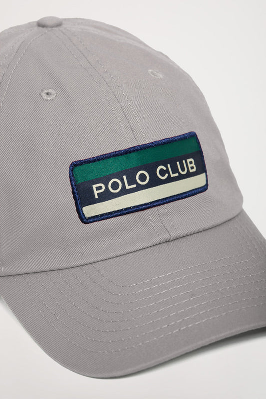 Grey baseball cap with branded patch