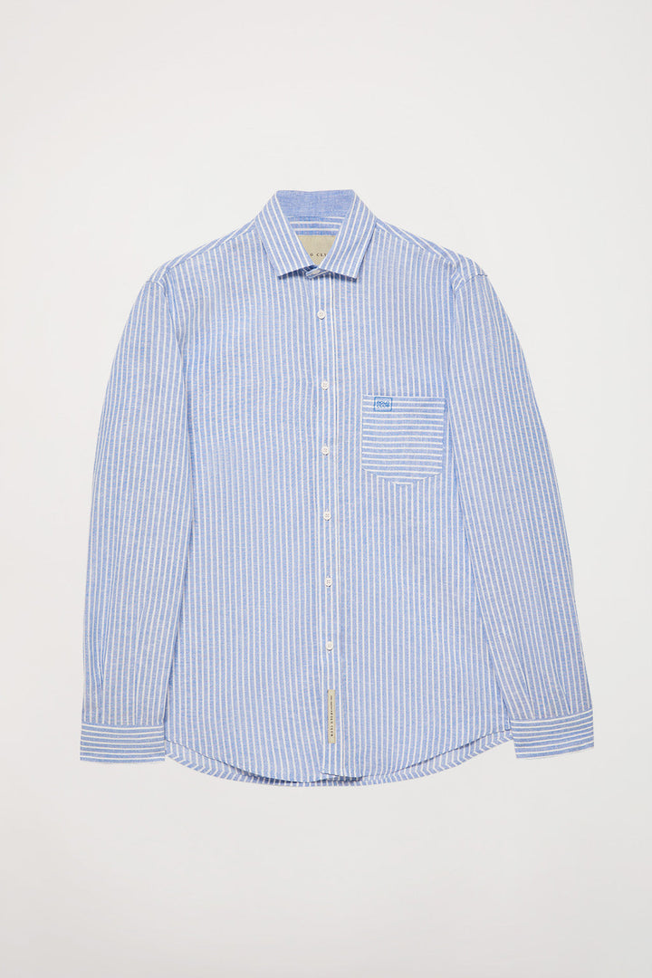 Regular checked shirt with buttoned collar and embroidered detail