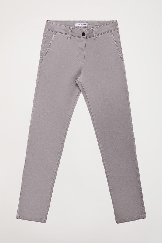 Grey slim-fit chinos with Polo Club detail