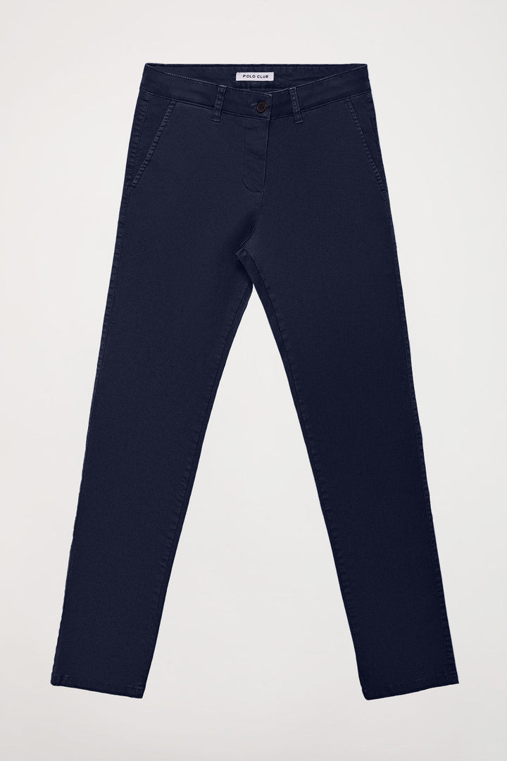 Pantalón chino Slim fit azul marino con detalle Polo Club
