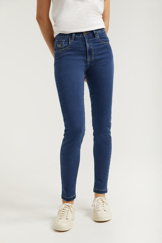 Slim-fit jeans with Polo Club embroidered detail for women