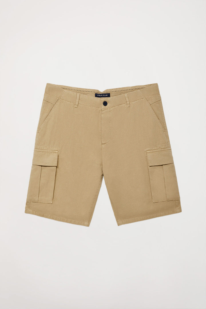 Sandy cargo shorts with embroidered logo