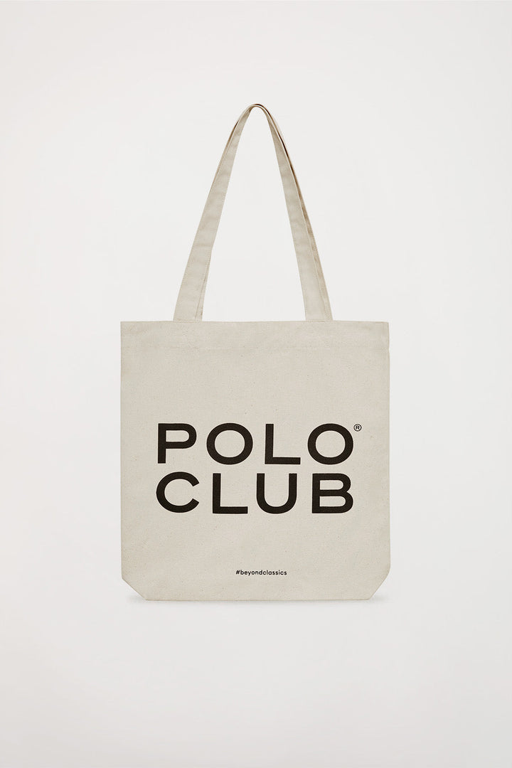 Tote bag beige con logo Polo Club