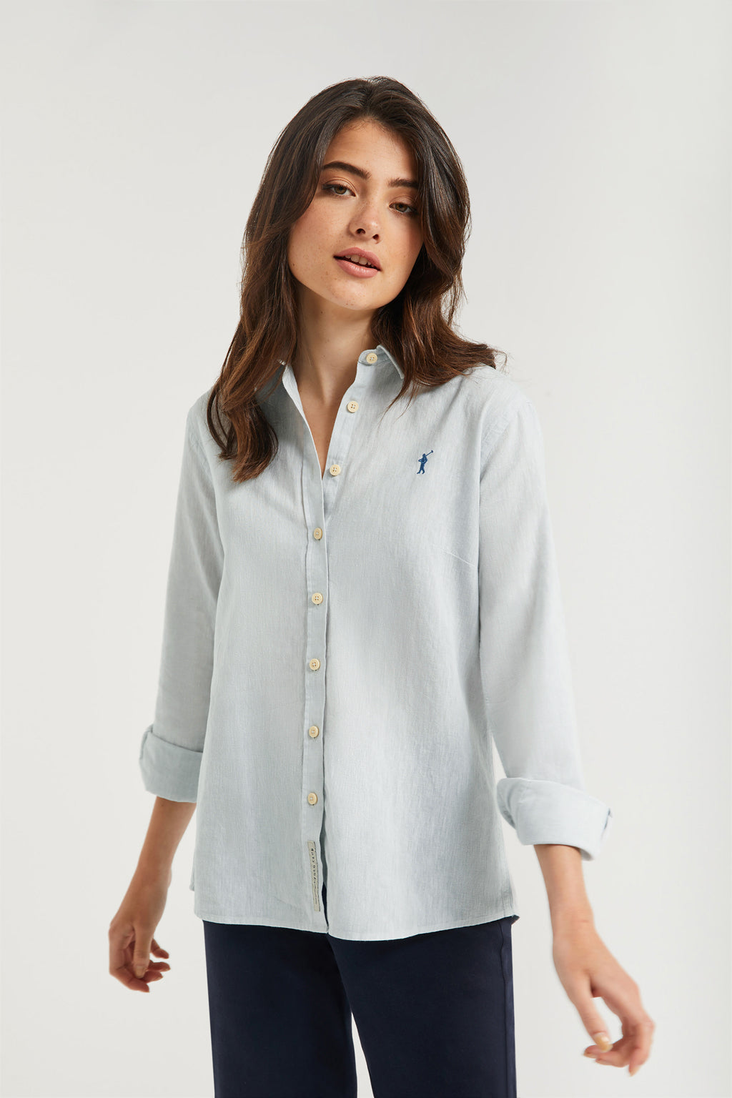 Camisa de vestir gris lino-algodón