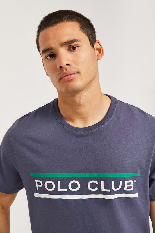 Camiseta azul denim con print Neword Polo Club