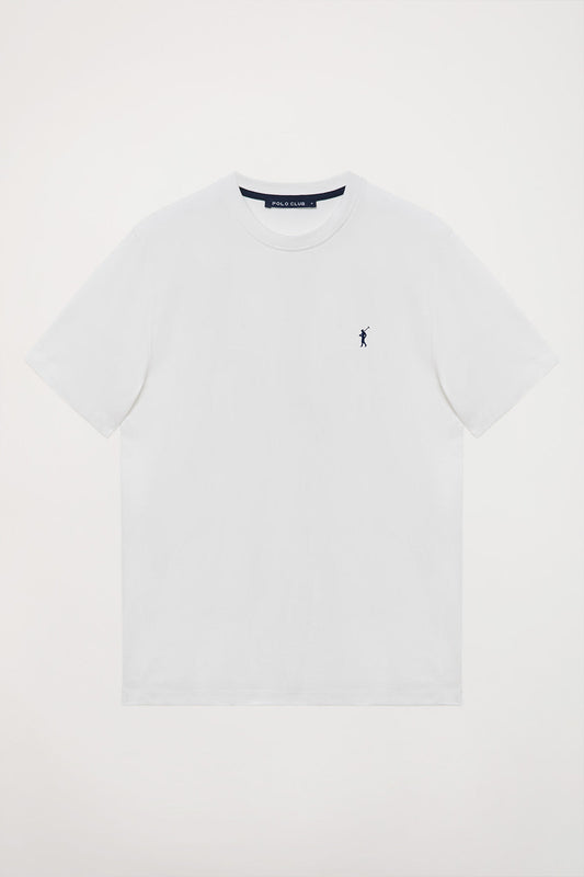 Pack van drie basic T-shirts in wit, bordeaux en zwart met geborduurd logo
