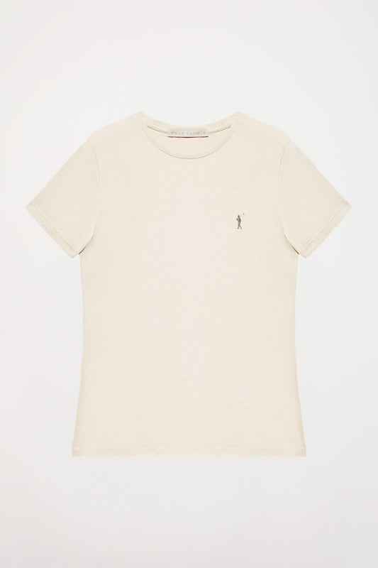 Basic beige T-shirt met Rigby Go-logo