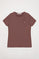 Kurzärmliges schlichtes T-Shirt taupe mit Rigby Go Logo