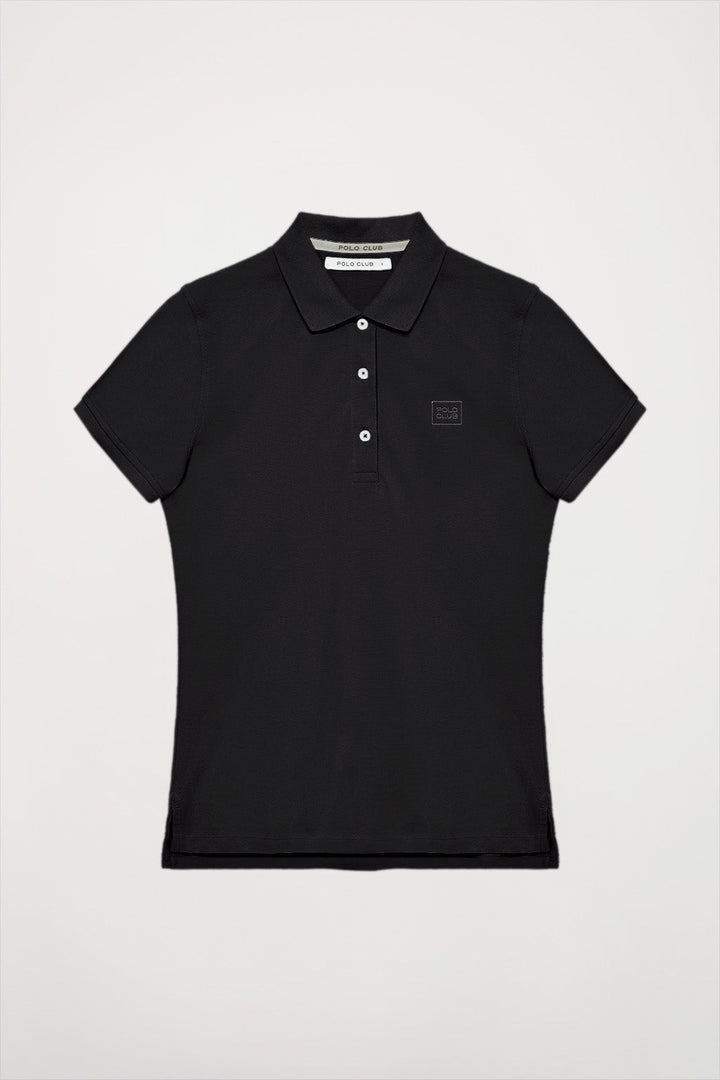 Black short-sleeve pique polo shirt with Polo Club logo