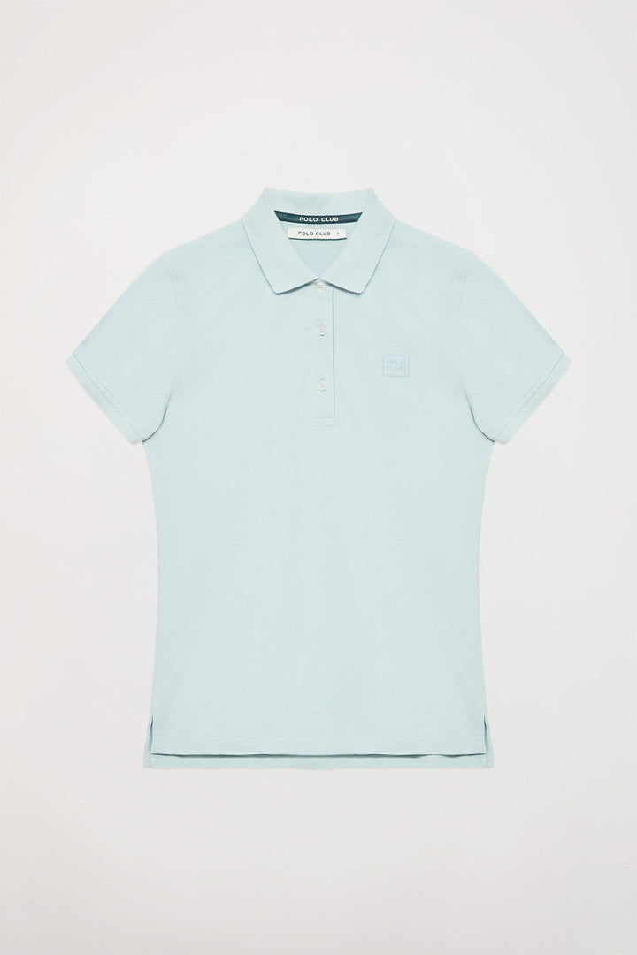 Sky-blue short-sleeve pique polo shirt with Polo Club logo