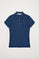Indigo-blue short-sleeve pique polo shirt with Polo Club logo