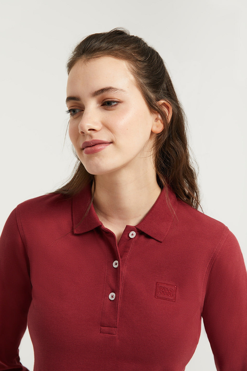 Burgundy long clearance sleeve polo