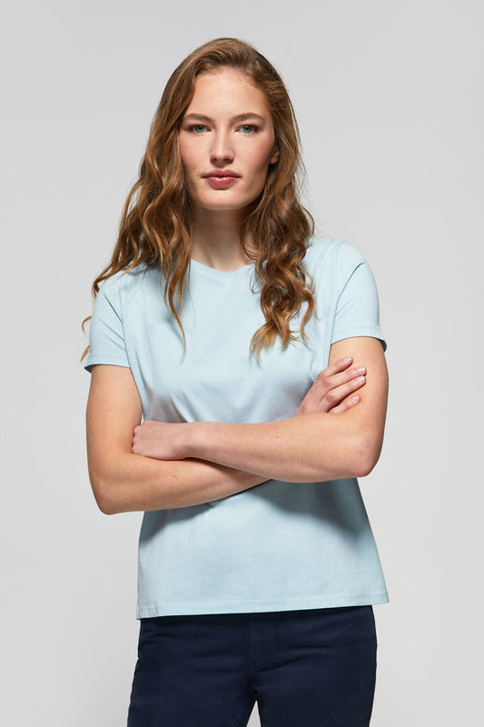 Kurzärmliges Basic-T-Shirt himmelblau mit Polo Club-Logo