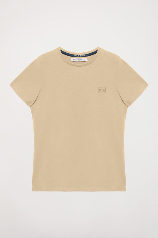 Camiseta básica color arena de manga corta con logo Polo Club