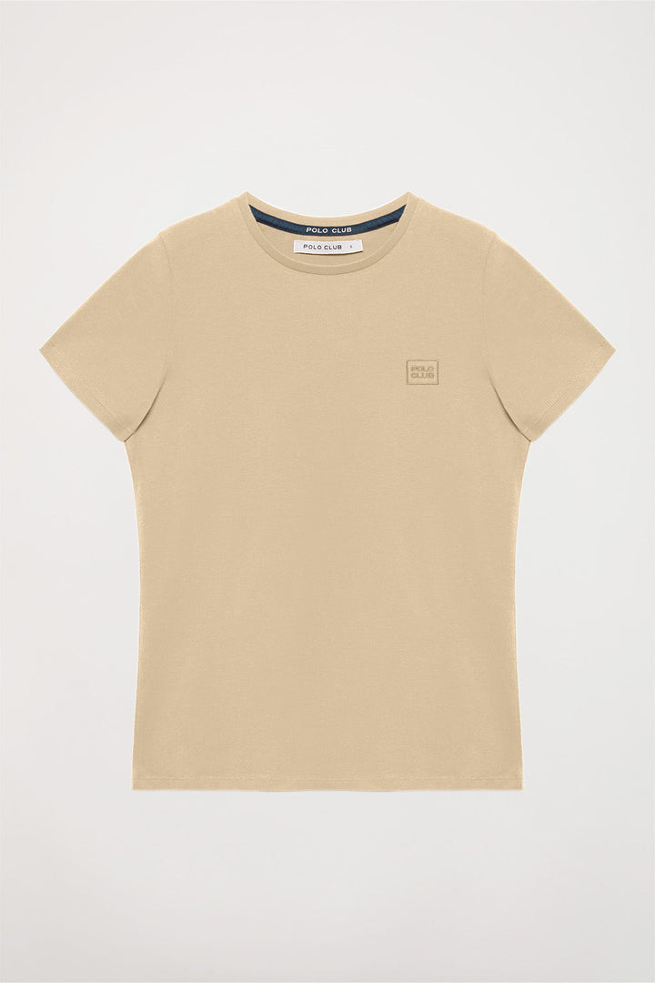 Kurzärmliges Basic-T-Shirt sandfarben mit Polo Club-Logo