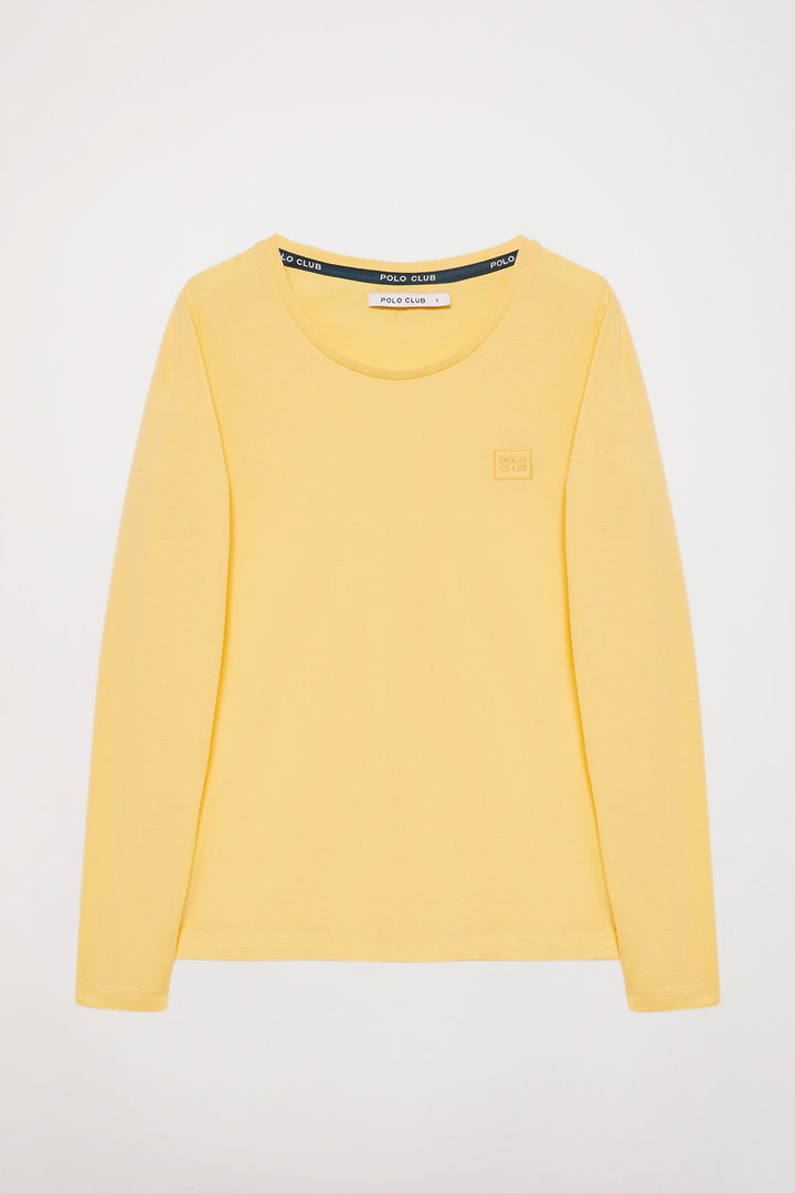 Basic gele T-shirt met lange mouwen met Polo Club-logo