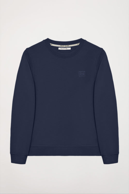 Basic marineblauwe sweater met ronde hals en Polo Club-logo