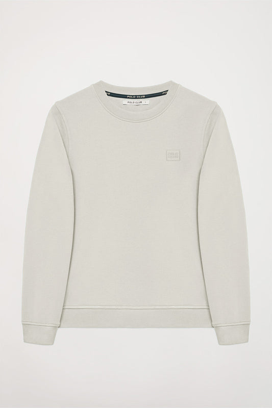 Light-grey round-neck basic sweatshirt with Polo Club logo