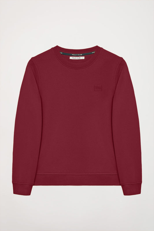Burgundy round-neck basic sweatshirt with Polo Club logo