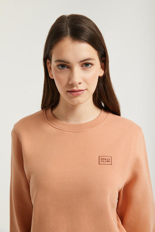 Basic bruine sweater met ronde hals en Polo Club-logo