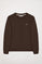 Sweat-shirt basique marron foncé à col ras du cou et logo Polo Club