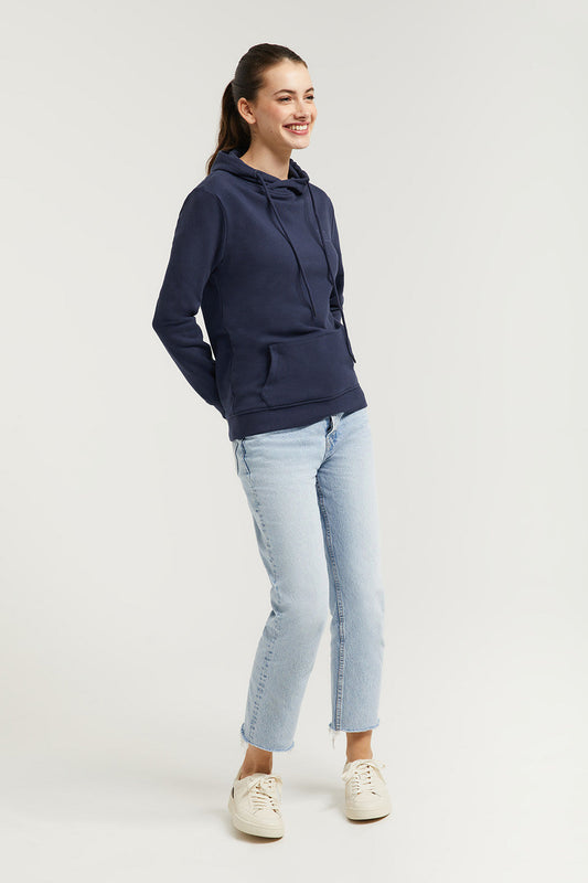 Marineblauwe hoodie met zakken en Polo Club-logo